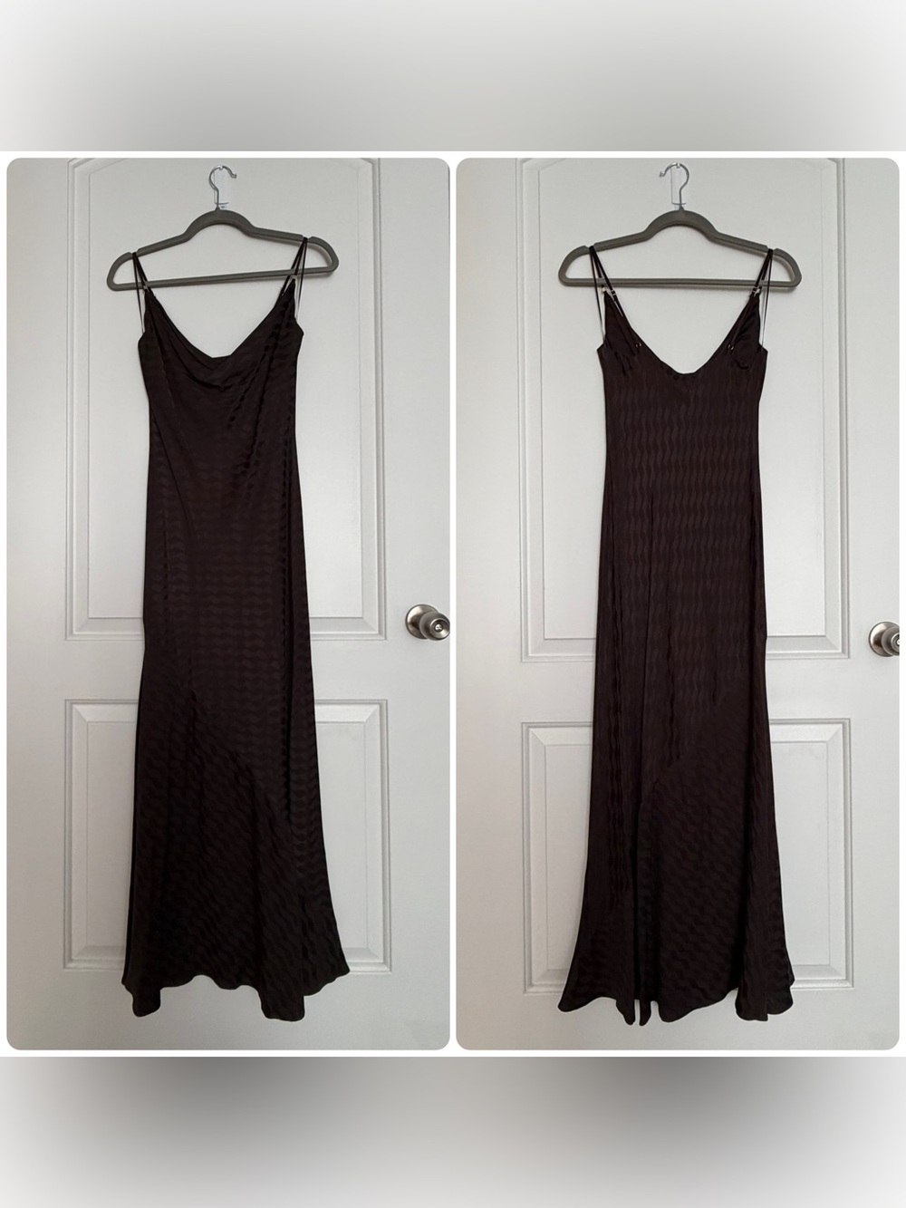 NWT: Anthropologie Cowl Neck Brown Slip Midi Dress | Size XS - Picture 2 of 4